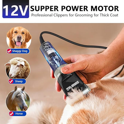 Professional Dog Grooming Clippers for Thick Coat - Sheep Shears for Dogs with Thick Hair – Pet Grooming Clippers for Cats, Sheeps, Horse (Black)