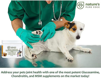 POWERFUL PET HIP & JOINT - with ORGANIC TURMERIC - Natural Ingredients - Triple Strength - Chondroitin - Glucosamine - MSM - Organic Sea Coral Calcium. Extra Large 170 Grams.