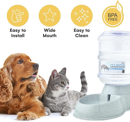 Noa Store Automatic Pet Water Dispenser | BPA Free 1 and 3 Gallon Cat Water Dispenser Food Dispenser, H20, Dog Small and Big Cat Feeder, Cat Water Bowl and Dog water dispenser, Automatic Pet waterer