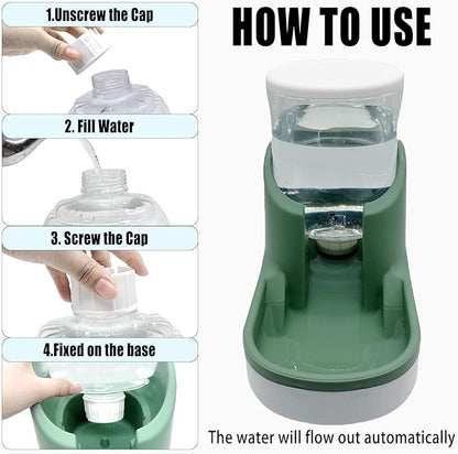 kathson Automatic Dog Water Dispenser 1 Gallon Gravity Cat Water Dispenser Dogs Water Station Bowl Large Capacity Feeder Waterer Pet Drinking Fountain Green