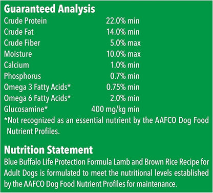 Blue Buffalo Life Protection Formula Natural Adult Dry Dog Food, Lamb and Brown Rice 15-lb