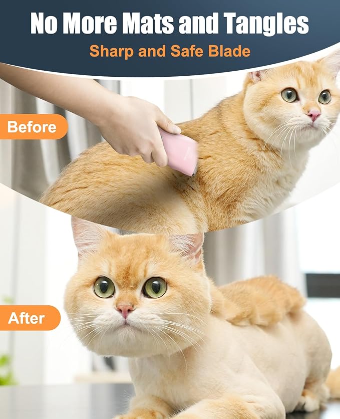 oneisall Pet Clipper for Cat Matted Hair, Pet Shaver for Cats Quiet Pet Hair Clippers Cordless Cat Clippers for Matted Hair Cat Clippers for Long Hair