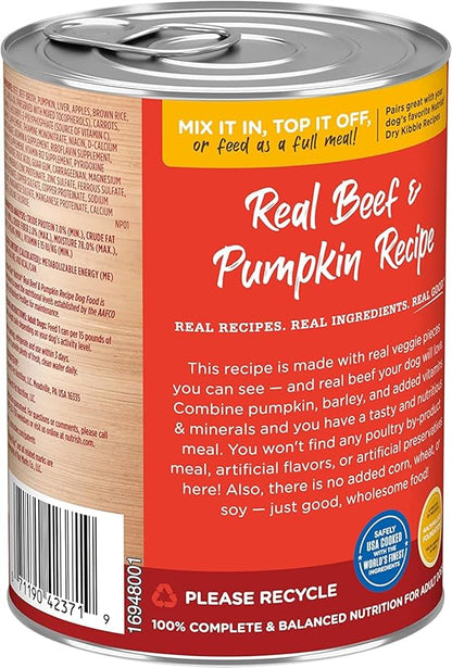 Nutrish Rachael Ray Beef, Pea & Brown Rice 28 Pounds Dry Dog Food + Beef & Pumpkin 13 Ounce (Pack of 12) Wet Dog Food Bundle