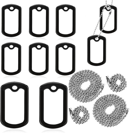 10 Pack Military Dog Tag Silencers, Military Engraved Dog Tag Silicone Case with 4 Chains Black Army Dog Tags Silencers for Authentic Military Id Tags Rubbers Case to Reduce Noise and Protect Tag