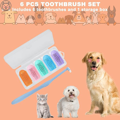 Dog Toothbrush Finger Toothbrush Cat Toothbrush 6Pack Dog Tooth Brushing Kit Dog Finger Toothbrush for Dog Teeth Cleaning&Dog Dental Care Dog Tooth Brush Puppy Tooth Brushing Kit