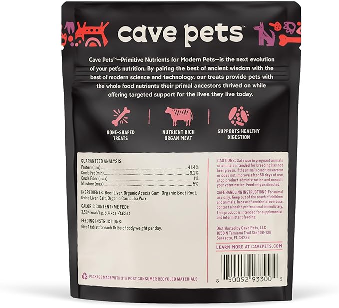 Super Chomp Treat, Grain-Free Dog Treat and Digestion Supplement for Dog Health, Liver & Beet