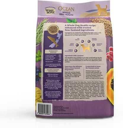 Wishbone Ocean New Zealand King Salmon Dry Dog Food, Gluten-Free, Grain-Free Recipe for Overall Pet Health - 4 lb