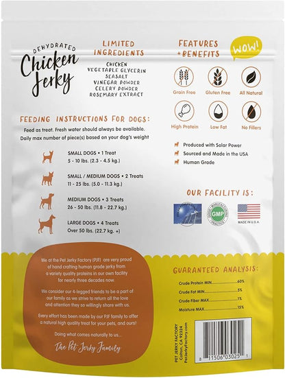 Premium Whole Muscle Chicken 12 oz. Dog Jerky Treats | 100% Human Grade | USA Made | High Protein | Grain Free | Limited Ingredients | No Filler | BHA-BHT Free | Chewy Texture