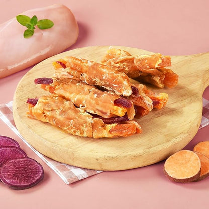 Dog Treats, Double Sweet Potato Chicken Jerky Wrapps Healthy Rawhide Free Dog Treats Chicken Jerky Low Fat High Protein Dog Snacks Chewy for Small Medium Large Dogs 10.58 OZ…