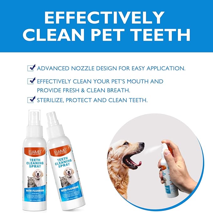 Dog Breath Freshener, Dog Teeth Cleaning Spray, Freshens Breath Instantly, Dog Dental Spray, Pet Fresh Breath Dental Spray, Dog Mouthwash Without Brush Fights Tartar (1pack)