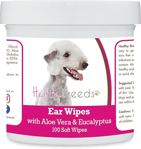 Healthy Breeds Bedlington Terrier Ear Cleaning Wipes with Aloe & Eucalyptus for Dogs 100 Count