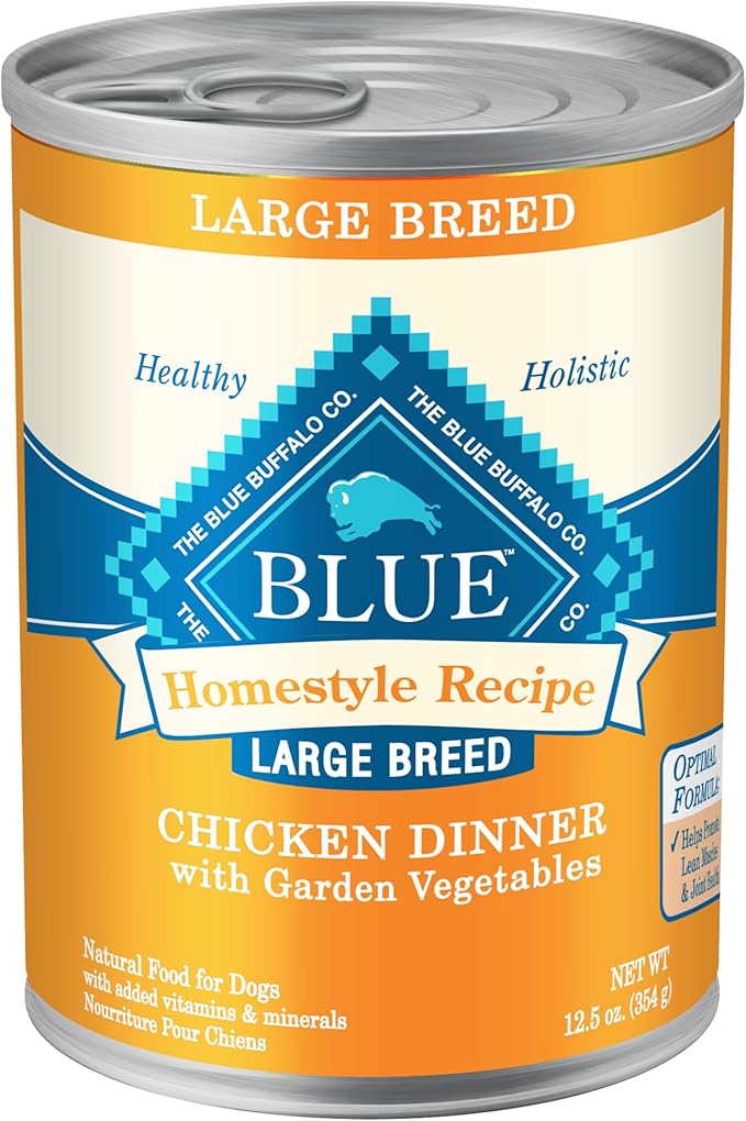 Blue Buffalo Homestyle Recipe Natural Adult Large Breed Wet Dog Food, Chicken 12.5 oz cans (Pack of 12)