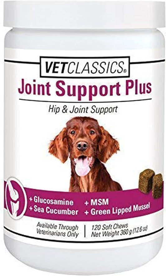 Vet Classics Joint Support Plus Dog Supplement - Hip Health Supplement for Dogs – Alleviates Aches and Discomfort - For Flexibility, Healthy Joint Function in Canines – Antioxidants – 120 Soft Chews