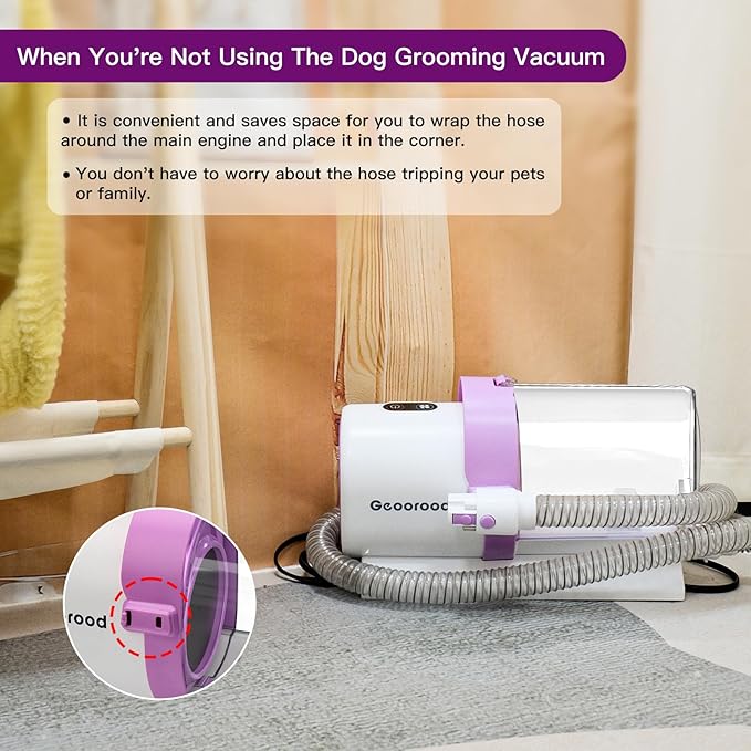 Pet Dog Grooming Vacuum Kit Dog Hair Vacuum for Shedding Grooming with 2.5L Large Capacity Quiet At Home Cleaning