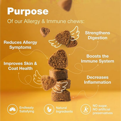 Seasonal & Environmental Dog Allergies Protection Chews - Itch Relief Canine Chewables - All Breeds & Sizes - Travel Pack Convenient Packaging