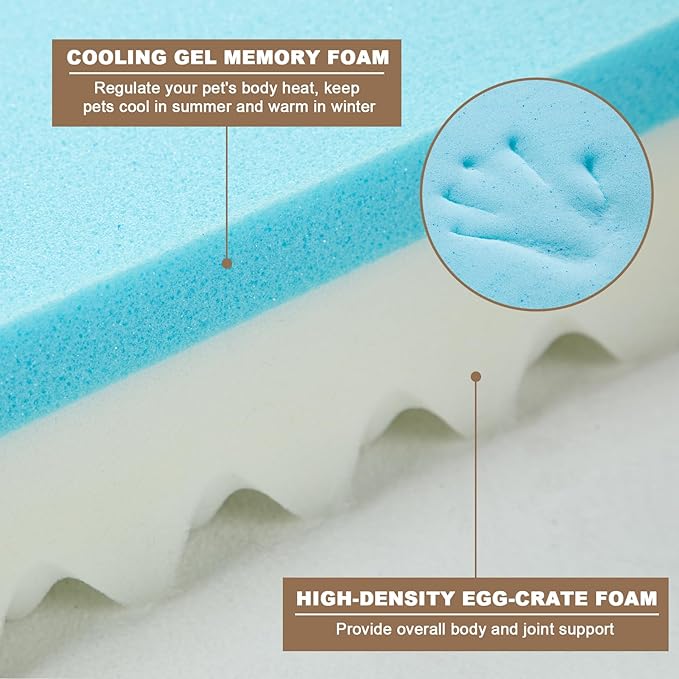 Medium Dog Bed, Orthopedic Gel Memory Foam Dog Bed, Washable Dog Bed with Removable Cover, Waterproof Non-Slip Bottom Big Dog Couch Bed