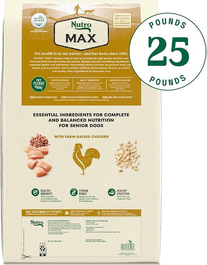 Nutro Max Senior Dry Dog Food with Farm-Raised Chicken, 25 lb. Bag