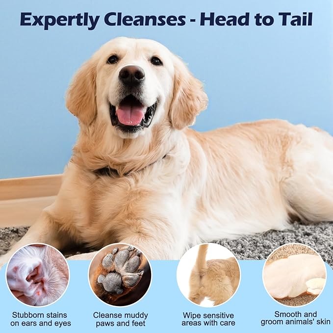Pet Hygiene Wipes, Coconut-Scented Moisturizing Grooming Wipes for Dogs and Cats, Cleansing & Deodorizing Anal Gland Wipes for Paws and Butt, Gentle and Effective, 100 Count (100 pcs)