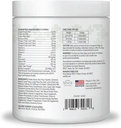 Well Chews | Soft Chew Supplements for Dogs | 60 Count | Made in USA (Skin + Coat)