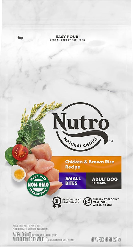 Nutro Core Dry Dog Natural Choice Adult Small Bites Dry Dog Food, Chicken & Brown Rice Recipe Dog Kibble, 5 lb. Bag