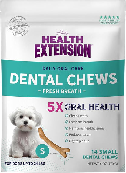 Health Extension Dog Chew Bone Treats, Puppy Training Treat, Medium Sticks for Dental Teeth Cleaning & Breath Freshener, Small (Pack of 14)