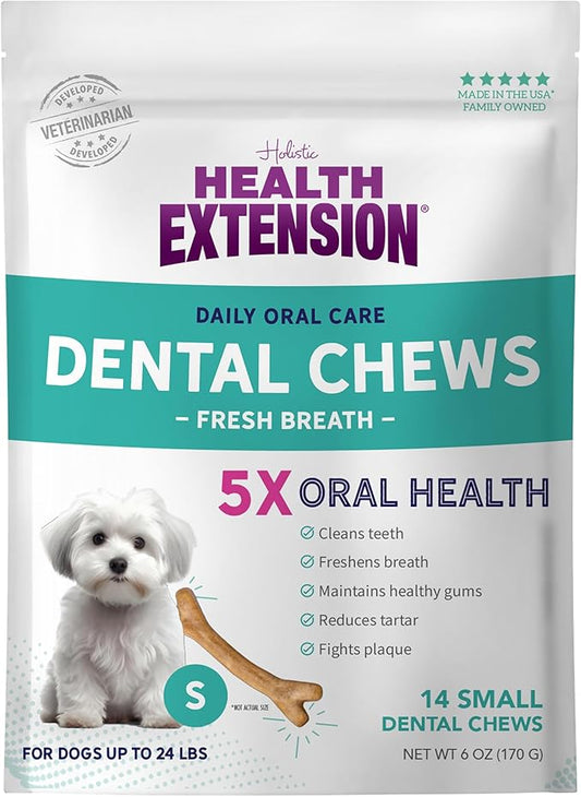 Health Extension Dog Chew Bone Treats, Puppy Training Treat, Medium Sticks for Dental Teeth Cleaning & Breath Freshener, Small (Pack of 14)