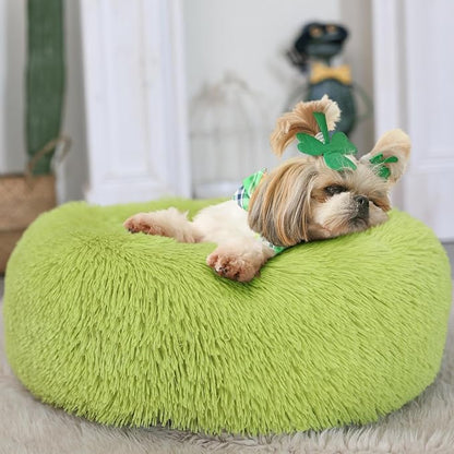 Puppy Bed for Calming Dog 23 Inches Dark Gray Anti-Anxiety Donut Dog Bed for Small Medium Dogs Washable Fuzzy Dog Bed Fits up to 15 lbs Pets Beds for Small Dog