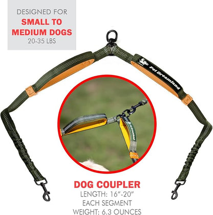 Exquisite Double Dog Leash for Small Dogs | Two Dog Leash Coupler | 2 Way Dog Leash | Double Hook Dog Leash | Dual Dog Leash Tangle Free Medium Dogs | Split Dog Leash | 2 Point Control Dog Leash