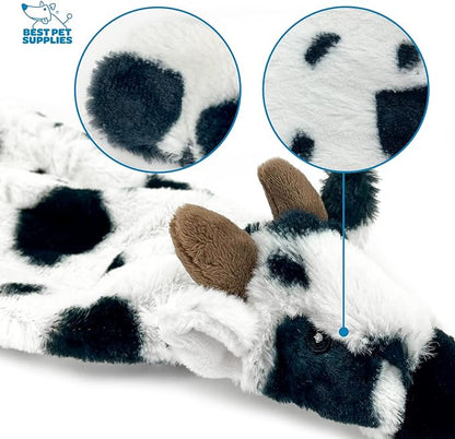Best Pet Supplies Stuffing Free Squeaky Dog Toys for Small Dogs, Medium Dogs, and Large Dogs, Durable, Best Dog Chew Toy for Teething Puppy, Indoor Play, Holds Plastic Bottle - Cow, Large