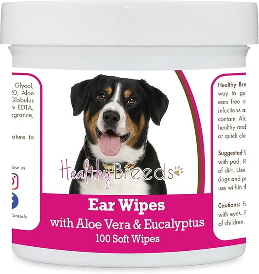Healthy Breeds Entlebucher Mountain Dog Ear Cleaning Wipes with Aloe & Eucalyptus for Dogs 100 Count