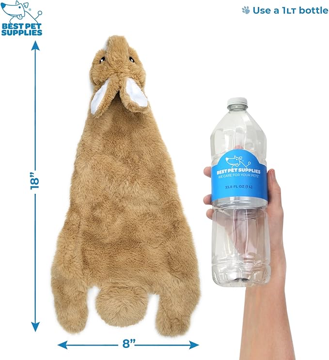 Best Pet Supplies Stuffing Free Squeaky Dog Toys for Small Dogs, Medium Dogs, and Large Dogs, Durable, Best Dog Chew Toy for Teething Puppy, Indoor Play, Holds Plastic Bottle - Hare, Large