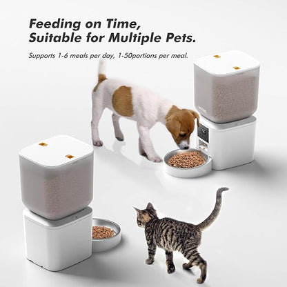 Automatic Dog Feeder - 8L/34 Cups Large Capacity Automatic Cat Food Dispenser with Display LCD Screen,Large Food Tray,Battery Operated,Timed Cat Feeder,Up to 50 Portions 6 Meals Per Day,Keeps Fresh
