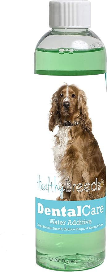 Healthy Breeds Dog Dental Care Water Additive for English Cocker Spaniel - Helps Freshen Breath, Reduce Plaque & Control Tartar - Mint Flavor - 8 oz
