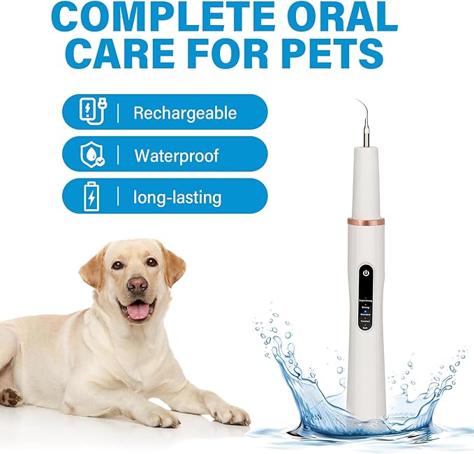Dog Tooth Brushing Kit, Ultrasonic Dog Teeth Cleaning Kit, Waterproof Pet Dental Care Solution for Plãque, Tãrtar&Cãlculus, Pet Tooth Scaler for Dogs&Cats