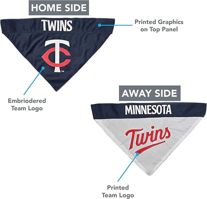 Pets First TWN-3217-L-XL MLB Minnesota Twins Reversible Pet Bandana, Large/X-Large, MLB Team Color