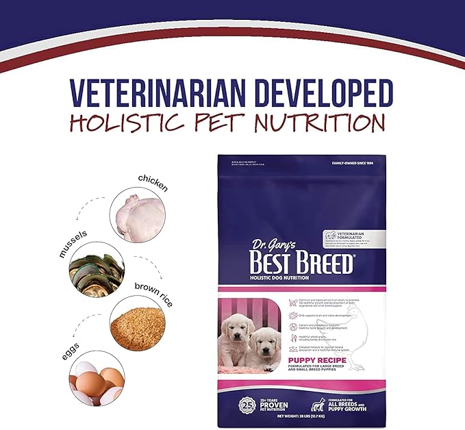 Best Breed Dr. Gary's Puppy Recipe Made in USA [Natural Dry Dog Food] - 28lbs, Dark Brown, Medium