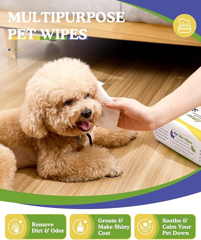 Dog Wipes, Puppy Wipes for Face Eye Ears Body Bath, Pet Wipes for Dog Cat Paws Butt, Unscented Hypoallergenic Thick Dog Grooming Wipes for Cleaning Deodorizing, 100 Count x 4 Pack, White