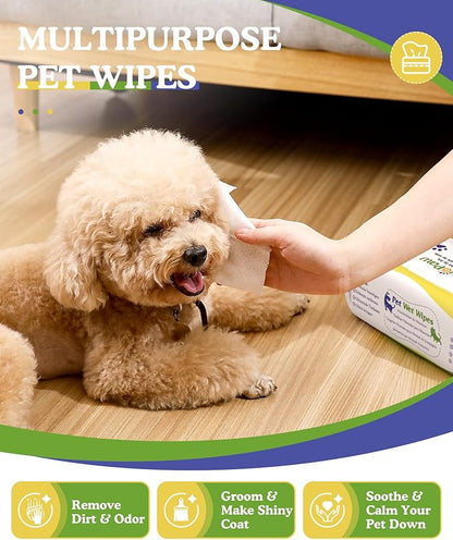 Dog Wipes, Puppy Wipes for Face Eye Ears Body Bath, Pet Wipes for Dog Cat Paws Butt, Unscented Hypoallergenic Thick Dog Grooming Wipes for Cleaning Deodorizing, 100 Count x 4 Pack, White