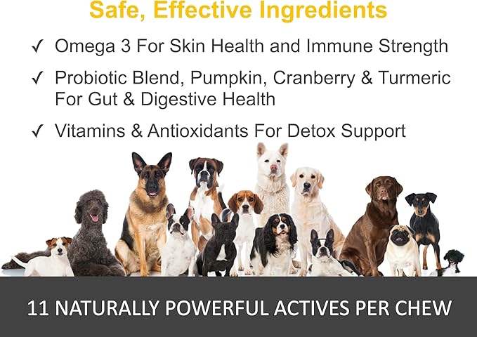 Allergy Relief for Dogs. Omega 3, Pumpkin & Probiotics for Dog Seasonal Allergies & Itchy Skin. Strengthens Immune System & Improves Digestive Health. Made in USA. 120 Soft Chews