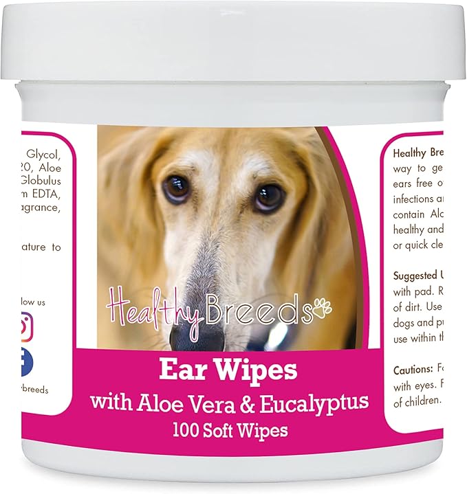 Healthy Breeds Sloughi Ear Cleaning Wipes with Aloe & Eucalyptus for Dogs 100 Count