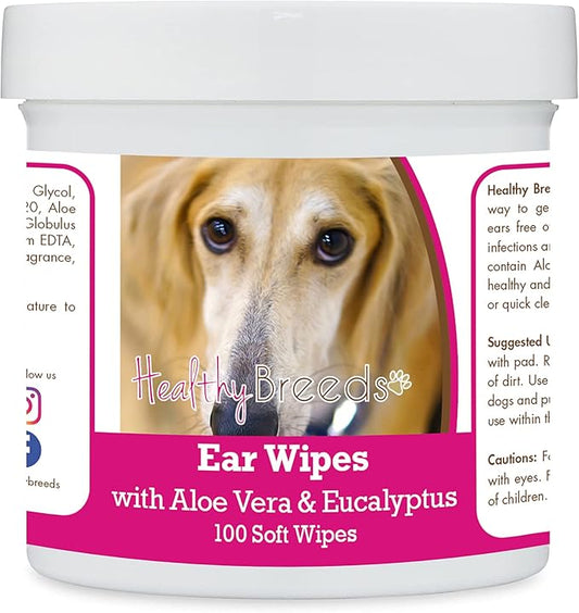 Healthy Breeds Sloughi Ear Cleaning Wipes with Aloe & Eucalyptus for Dogs 100 Count