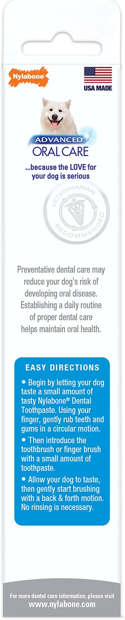 Nylabone Advanced Oral Care Tartar Control Dog Toothpaste Original 2.5 oz. (1 Count)