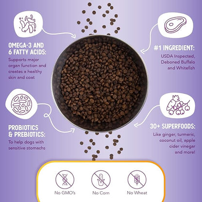 Health Extension Little Bites Dry Dog Food, Natural Food, Suitable for All Puppies, Grain Free Buffalo, Whitefish & Sweet Potato Recipe with Whole Vegetable & Berries (23.5 Pound / 10.6 kg)