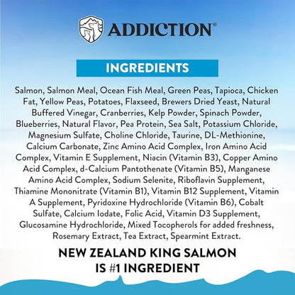 Addiction Salmon Bleu Dog - Dry Dog Food - Complete and Balanced Diet - Skin and Coat Health Dog Formula - Features Premium King Salmon - 20 lb