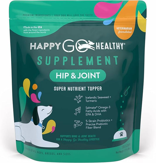 Hip & Joint Supplements for Dogs | Probiotic & Prebiotic Benefits with Wild Salmon Omega 3s to Help Your Dog Reach New Heights | All Breeds and Sizes | 120 Count
