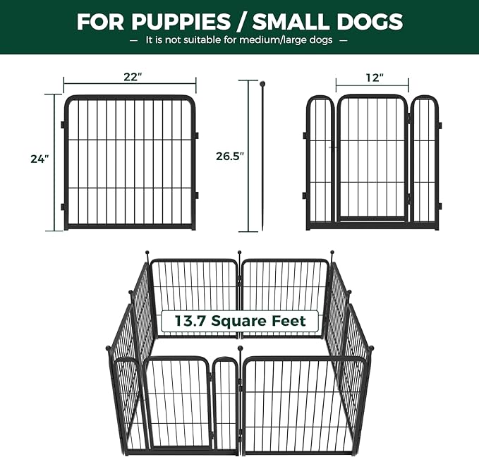 FXW Rollick Dog Playpen for Yard, RV Camping│Patented, 24 inch 8 Panels