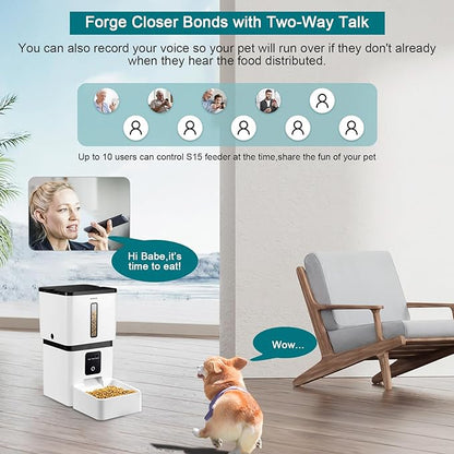 DoHonest Automatic Dog Feeder with Camera - 5G WiFi Easy Setup 8L Motion Detection Smart Cat Food Dispenser 1080P HD Video Recording 2-Way Audio Timed Pet Feeder App Control Night Vision