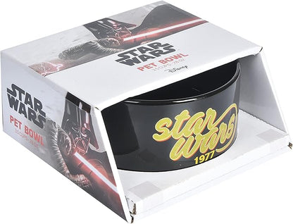 STAR WARS 1977 Logo Dog Bowl, 6 Inch | STAR WARS Dog Food Bowl Holds up to 3.5 Water, Dry Food, or Wet Food | Ceramic Dog Bowl Dishwasher Safe on Top Rack,Black,FF13173