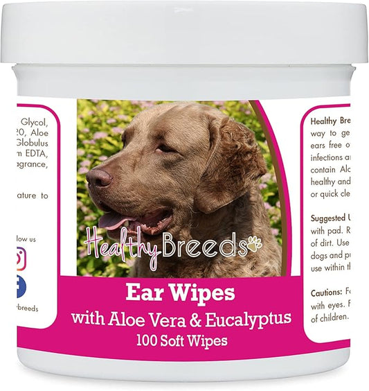 Healthy Breeds Chesapeake Bay Retriever Ear Cleaning Wipes with Aloe & Eucalyptus for Dogs 100 Count