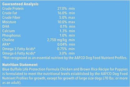 Blue Buffalo Life Protection Formula Natural Puppy Dry Dog Food, Chicken and Brown Rice 34-lb